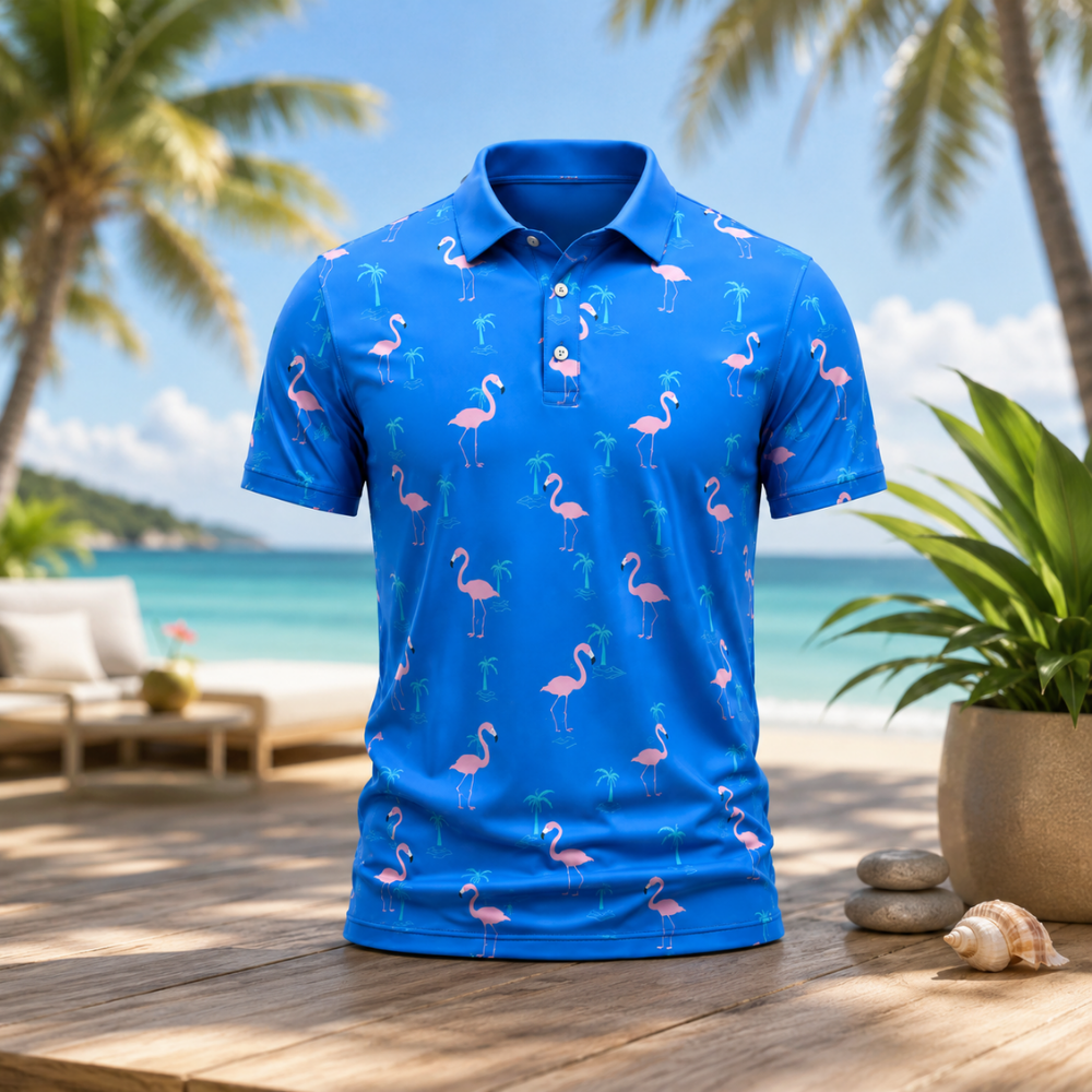 14 Adam Sandler Flamingo Tropical Golf Polo Shirt 20260987